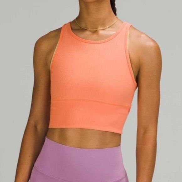 Lululemon Power Pivot Reversible Ribbed Tank Top Sz 6 Golden Apricot - Picture 1 of 10